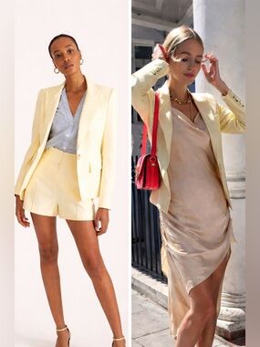 Veronica Beard Dickey Danielle Blazer Yellow Single Button Tailored Jacket 2